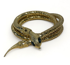 Vintage Gold Mesh Snake Blue Rhinestone Eyes Disco Belt/Necklace Women  s M