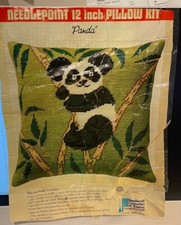 PANDA on BRANCH 12" Needlepoint Pillow Kit 5762 Wonder Art - 75 Done