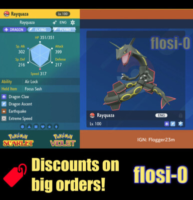 6IV Shiny Rayquaza Pokemon Scarlet and Violet