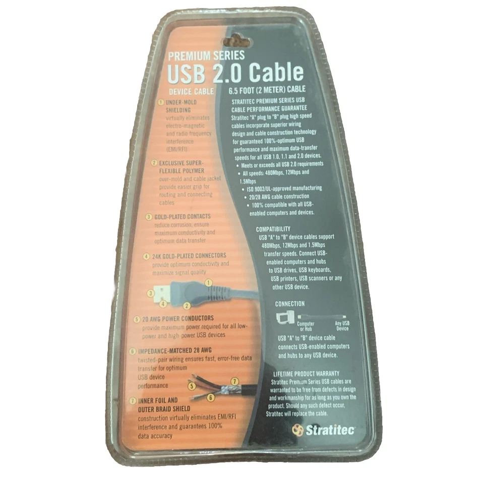 STRATITEC USB 2.0 Universal High speed cable and USB cable For Printer Scanner - Image 2 of 4