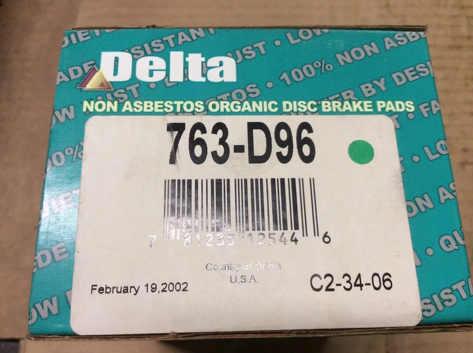 Pastillas de freno de disco orgánicas Delta 763-D96 nuevas Foto 2 de 4