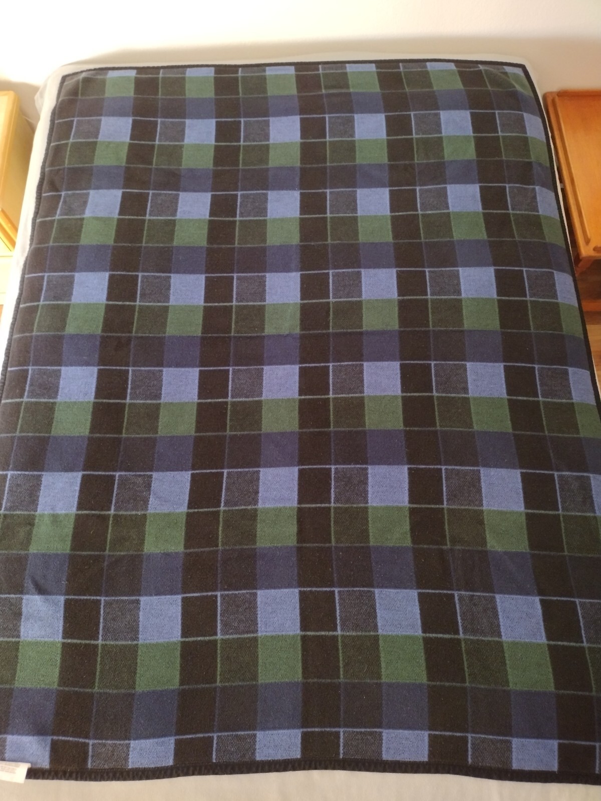 Biederlack Blanket Plaid/Checks Blue Green Black 73 x 57 Germany eBay