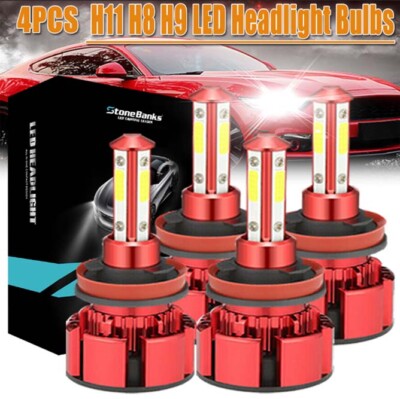 NEW 4-Sides H11 H8 H9 LED Headlight Combo Bright Bulbs Kit HIGH/LOW Beam 6000K
