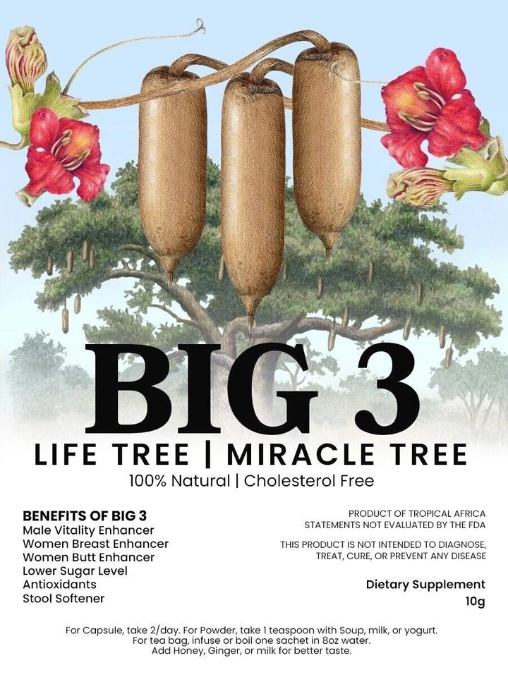 BIG 3 made of Kigelia Africana 100% Natural - Male Enlargement 24 Capsules - Image 3 of 4