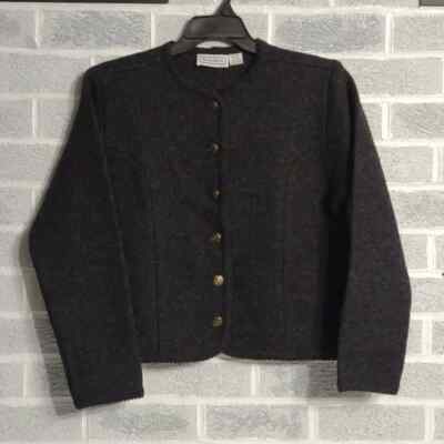 Bridgewater 100% Wool Women's Grey Button Down Cardigan Sweater Size MP