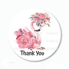 Thank You Flamingo Favor Labels Pink Flamingo Scrapbook Stickers Envelope Seals