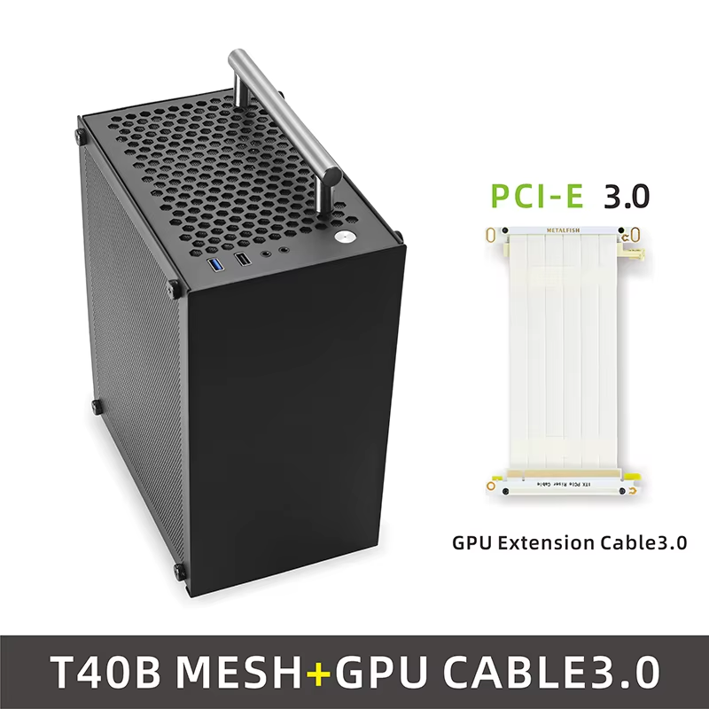 T40 Mini ITX Case 7L Gaming Computer White Chassis Compact