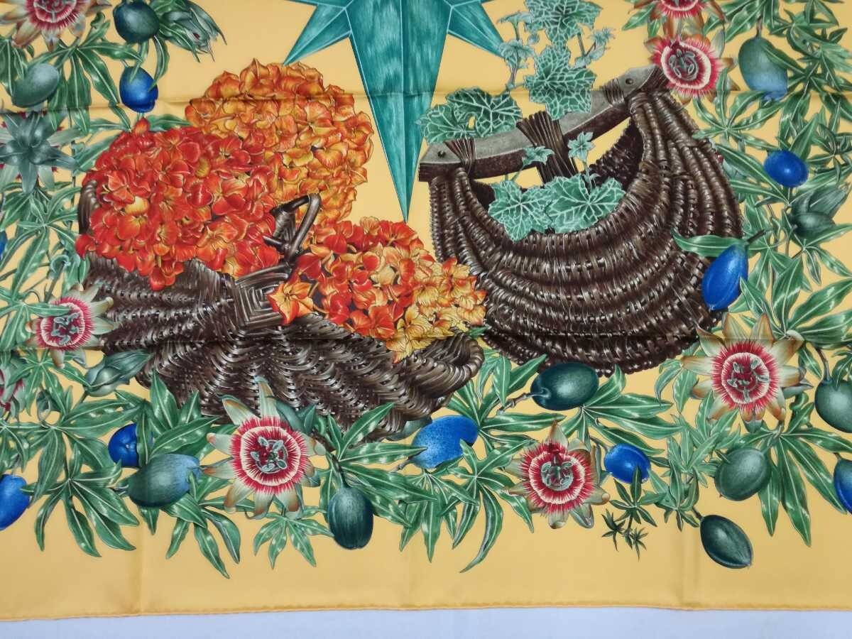 HERMES Scarf PASSIFLORES Carré90 Floral Pattern 100%Silk