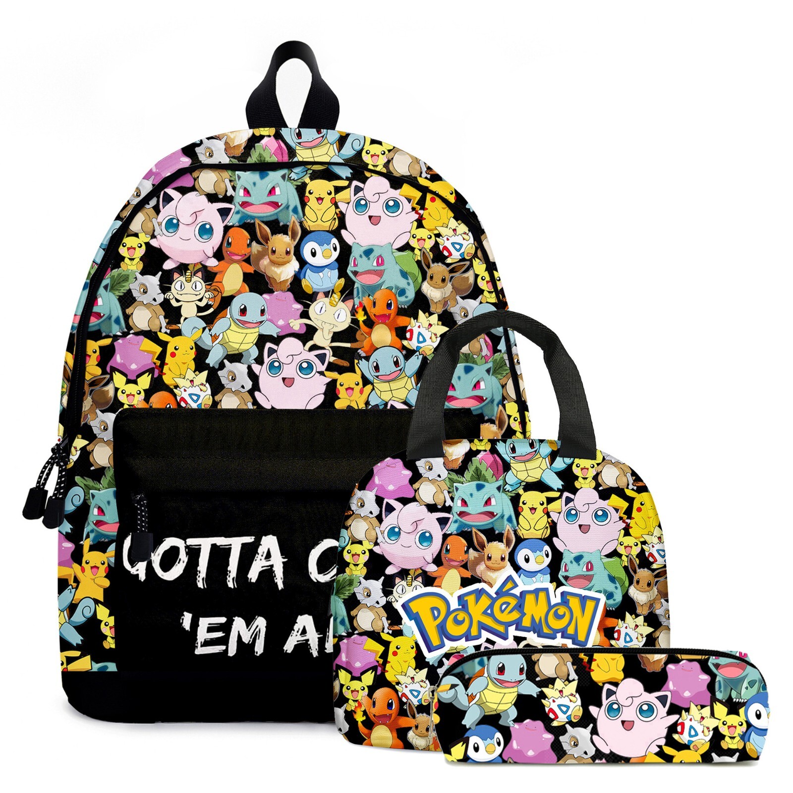 PONY ZAINO POKEMON CON ASTUCCIO E BORSA TERMICA ASILO SCUOLA MATERNA BAMBINI BAMBINA