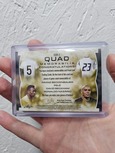 2022-23 Leaf Ultimate PELE, DAVID BECKHAM, RONALDO, BECKENBAUER 4-way Relic /20 - Foto 2 di 13
