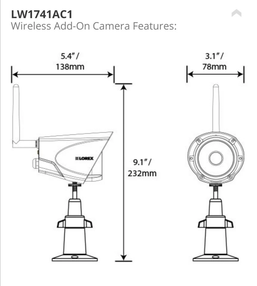 Lorex LW1741AC1 Wireless Add-On Day/Night Camera for LW1742 Black - Image 3 of 4