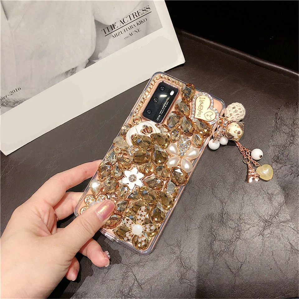 For OPPO Girls Cute Heart Bling Glitter Diamond Crystal Rhinestone Case Cover - Image 2 of 4