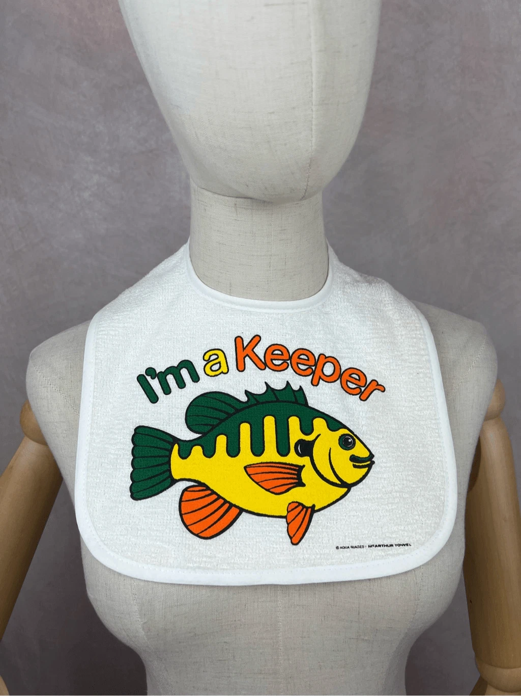 Vintage Baby Bib Fish I’m a Keeper 90s Fishing Baby