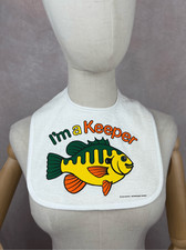 Vintage Baby Bib Fish I  m a Keeper 90s Fishing Baby
