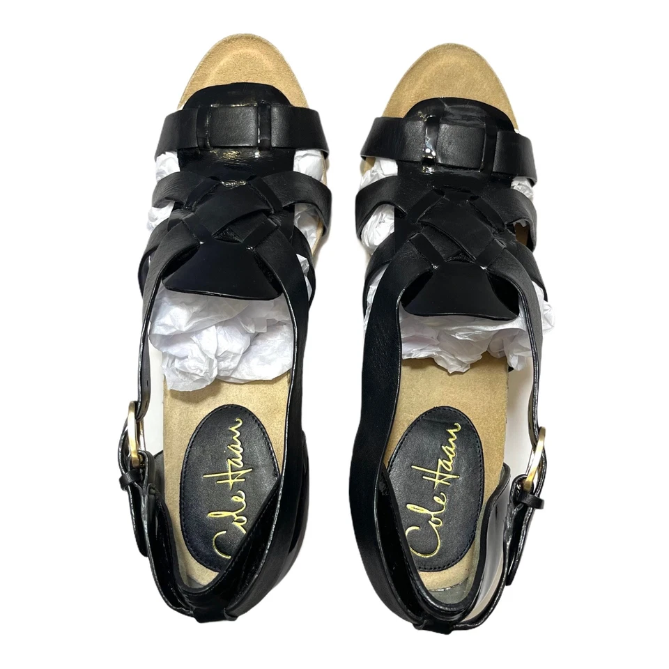 Zapatos de mujer Cole Haan charol negro y correas tacones talla 7 B Foto 2 de 4