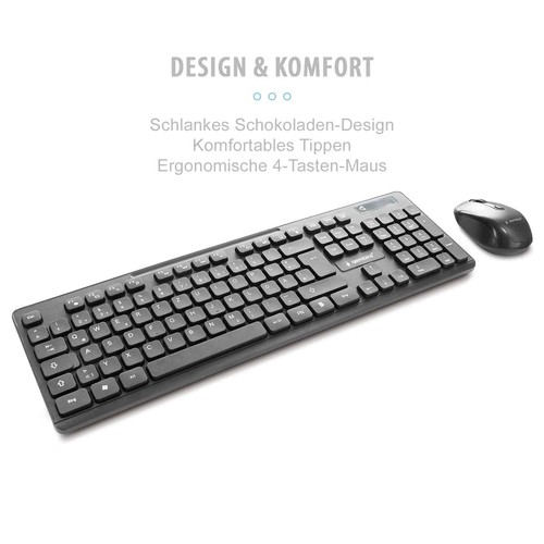 PC USB clavier sans fil souris kit sans fil clavier QWERTZ touches silencieuses - Photo 4/7