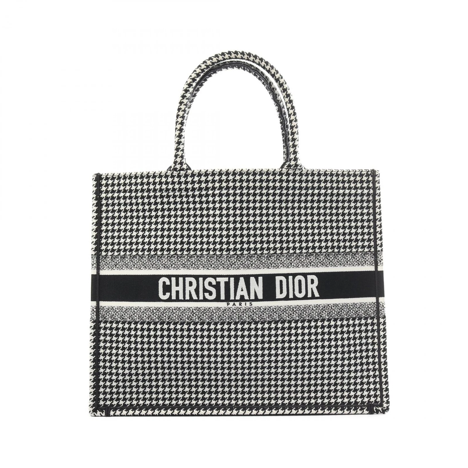 Grand sac cabas Dior LIVRE toile noir blanc occasion logo femme