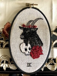 Billy Goat With Skull Embroidery 