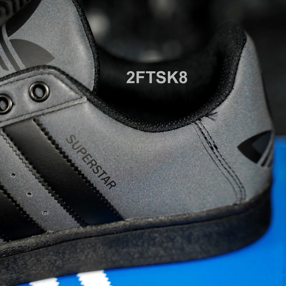 ADIDAS ORIGINALS SUPERSTAR CORE BLACK REFLECTIVE MEN'S SHOES 8.5~12 ID3109 - Image 2 of 4