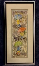 Expressionist Gouache Mixed Media On Paper 18”x9.5” Signed