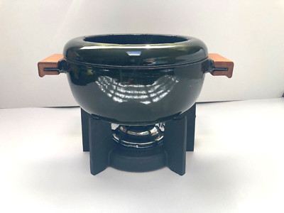 STAUB Dark Green Enameled Cast Iron Fondue Pot - MADE IN FRANCE