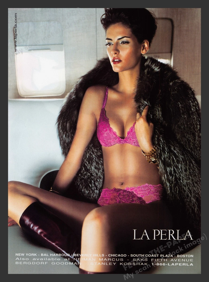 La Perla Lingerie Bra Panties Fur Airplane 2000s Print Advertisement 2001