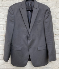 KENNETH COLE 40R Men's Gray Modern 100 Wool Sport Coat Blazer Jacket