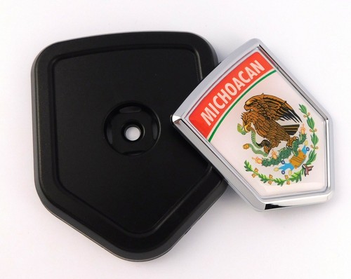 Michoacan Mexico flag car truck black Shield Grill Badge grille mount emblem - Imagen 3 de 12