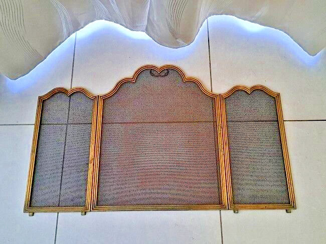 Pare-feu avec poigné de transport encadrement en laiton  haut 60 larg 100 cm - Photo 3/4