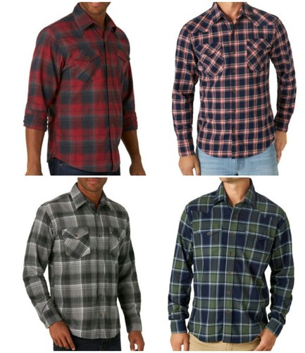 Wrangler Men's Premium Slim Fit Button-up Long Sleeve Plaid Shirts: S-3XL - Picture 2 of 17