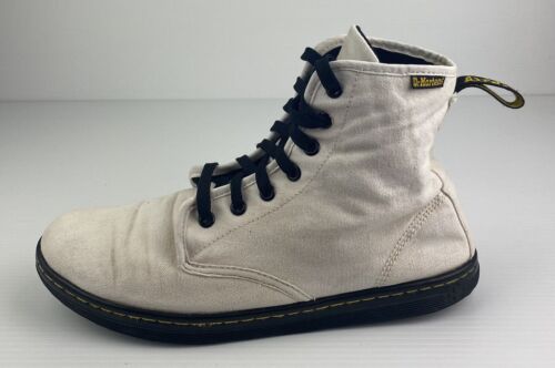 Dr Martens White Tan Canvas Lace-Up Combat Military Women's Boots US 9.5 - Picture 9 of 13