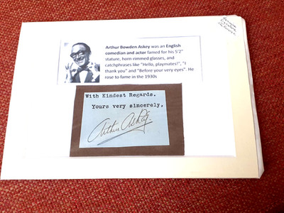 Arthur Askey Autogramm/Unterschrift .Comedian , Schauspieler aus Brief entnommen
