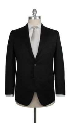 Cesare Attolini Black Wool Solid Suit - 44/54 - (CA103232) - Image 1 of 4