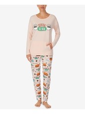 HYBRID APPAREL Womens Pink Top Pocketed Straight leg Pants Pajamas L