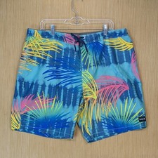 Hurley Board Shorts Men's 38 Tie Dye Palm Print Blue Swim Trunks Beach