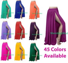2 Layer 2 Side Slits Skirt Chiffon Full Circle Gypsy Belly Dance Tribal Flamenco