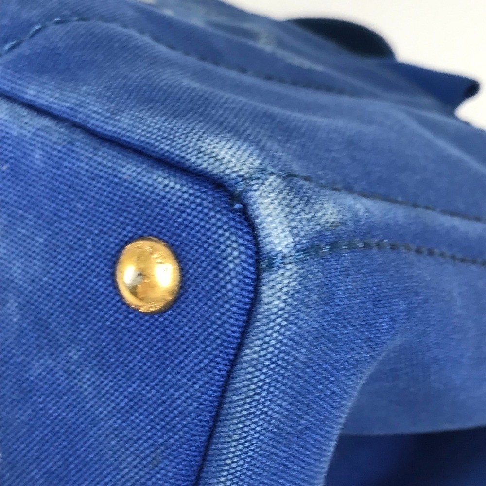 PRADA Canapa L Handbag Bag Tote Bag Blue Unisex Used from japan thumbnail 7