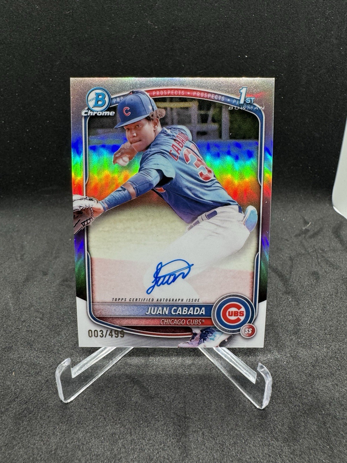 2025 Bowman Chrome Juan Cabada Prospect Refractor Auto /499 #CPA-JC (RC, AU)