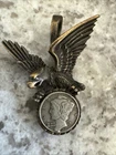 Vintage Eagle Mercury Mini Liberty Dime Pendant Necklace Coin Charm 1914