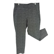 Talbots Chatham Ankle Pants size 12p Slim fit Side zip Black Patterned 24" Insea