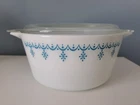 Vintage Pyrex Snowflake Blue Garland Cinderella Casserole with Lid 474-B w/474-C