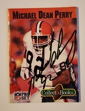 1990 Pro Set Collect-A-Books - Michael Dean Perry SIGNED Auto Cleveland Browns 