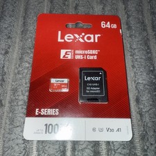 Lexar Micro SD Card 64 Gb With Adapter Cell Phone Memory E-Series