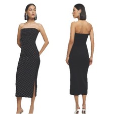 EUC ASOS sz 4 Strapless Studded Diamanté Bodycon Black Dress Cocktail LBD