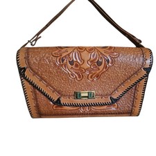 Vintage hand crafted tooled leather Purse Rockabilly Western