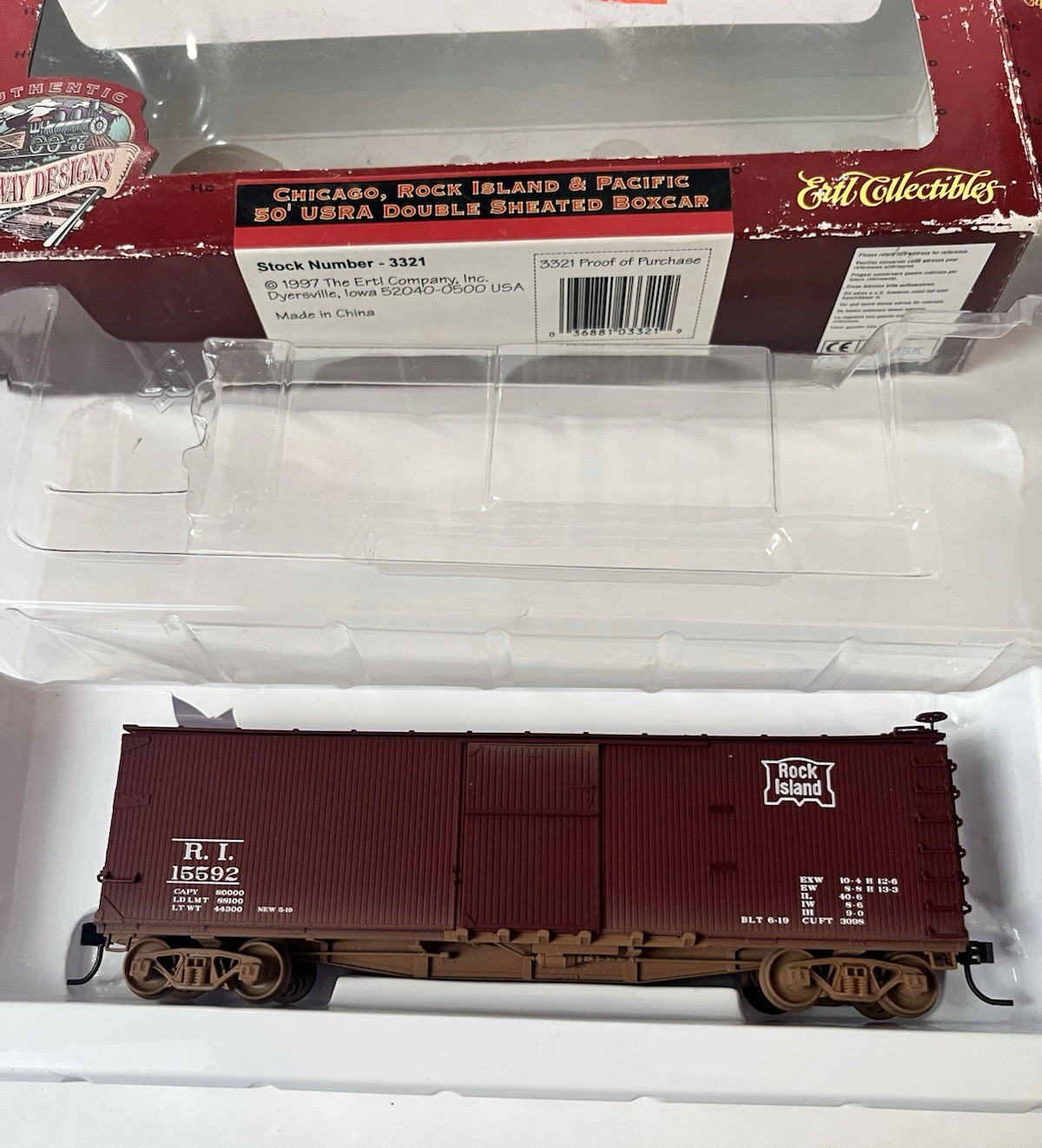 Ertl 3321 HO Chicago Rock Island & Pacific 50' USRA Double Sheathed Boxcar #3321