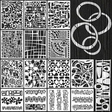 15 PCS Geometric Stencils for Painting, Graffiti Stencils 2 Sizes Reusable