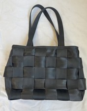 Vintage Harveys The Original Seatbelt Bag Black Seatbelt Tote Bag USA Made