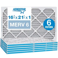 Aerostar 16 3/8 x 21 1/2 x 1 MERV 6 Pleated Air Filter, AC Furnace Air Filter,