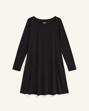 wool& Company Wool Rowena Swing Dress S Black Long Sleeve A-line Merino Blend